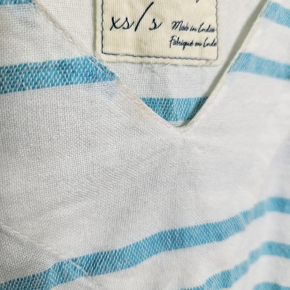 Anthropologie Mermaid Swimsuit Cover Up White Stripe Belted Poncho Womens XS/S - Picture 13 of 14